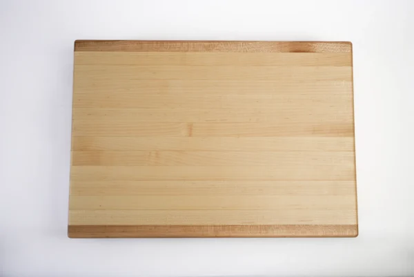 large maple cutting board overview on white background